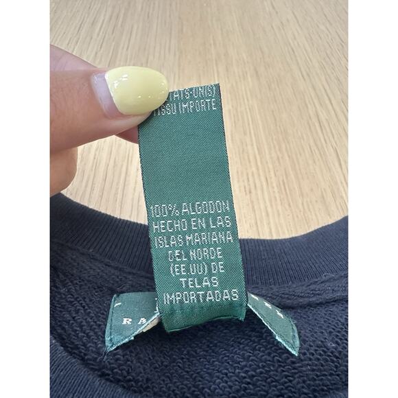 LAUREN RALPH LAUREN CLASSIC NAVY BLUE CREWNECK COTTON SWEATSHIRT Small P 2230 - Picture 6 of 7